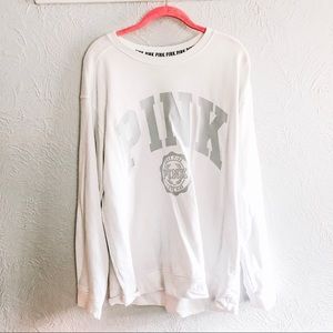 VS Pink White Crew Neck Sweatshirt